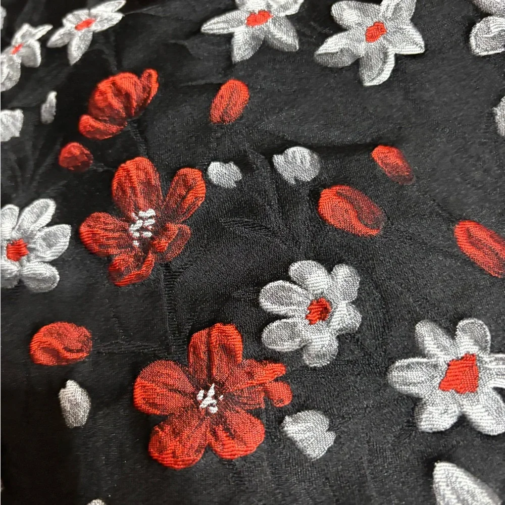 Adrianna Papell Black Dress with Red Floral Accents - Picture 5 of 10